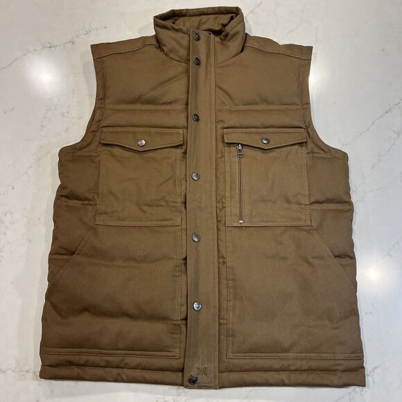 Dakota Grizzly Sz L Sawtooth Brown Insulated Lined Zip Snap Vest 6 Pockets NWOT - Picture 1 of 10